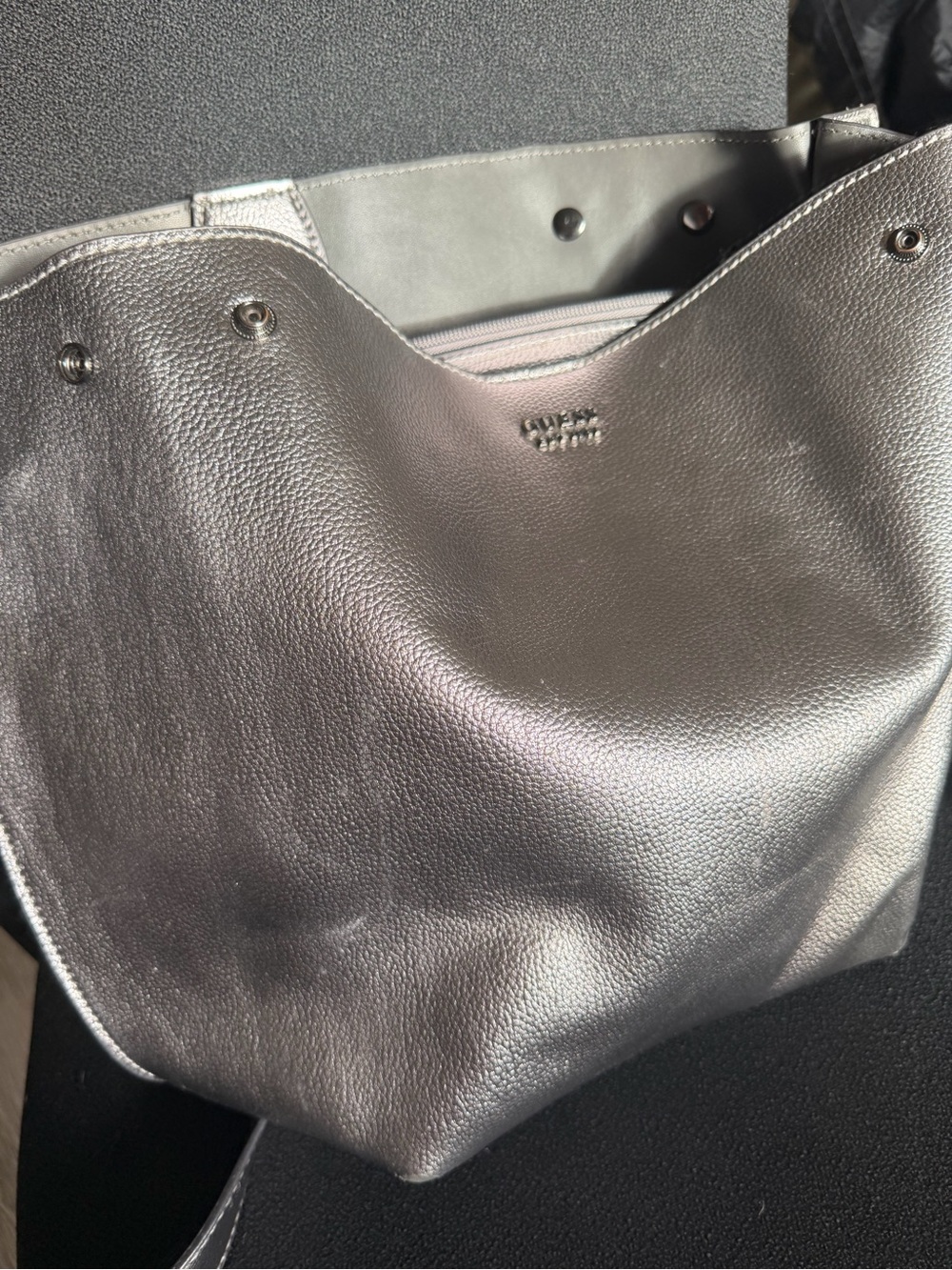 GUESS Metallic Silver Tote Bag